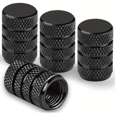 Jeu de bouchons de valve de pneu, Résistant à la corrosion, Bouchons de tige universels pour voitures, camions, motos, SUV et vélos noir