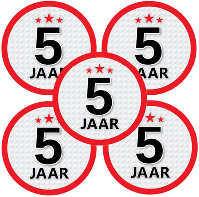 5 jaar leeftijd sticker - 10x - rond - Dia 15 cm - 5 jaar verjaardag - jubileum - leeftijd versiering