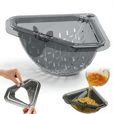 Dailygoods - Zeef voor gootsteen, Magnetische afvoerzeef voor keuken, Driehoekige afwateringsmand voor gootsteen, Keukengootsteen afvoervilter