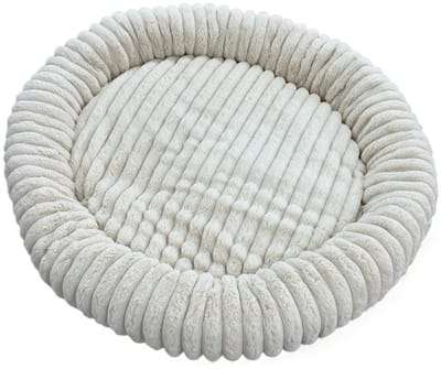 Donut Hondenmand 100 cm - Ronde huisdier nesten - Fluffy Hondenkussen - wasbaar - Anti-slip Mat Onderkant - voor grote honden - Anti Stress & Kalmerende Werking - Hondenmand rond - Comfortabele Slaapmand - Luxe Dierenbenodigdheden - Dog Bed - beige