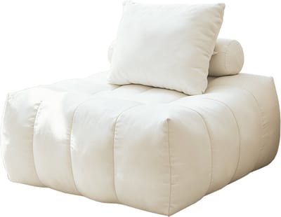 Comfortabele Zitzak Stoel - Witte Flanellen Vloerbank - Zachte Vulling - Voor Woonkamer & Slaapkamer - 89x86x42 cm