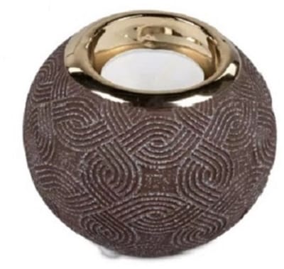 Waxinehouder - Bol - Theelicht houder - Goud - Bruin - Ø 14 cm.