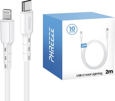 Snellaadkabels geschikt voor iPhone 14 - 2m Grootverpakking - Ideaal voor zakelijk, kantoor & grote gezinnen