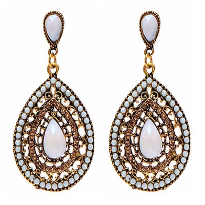 Fako Bijoux® - Oorbellen - Bohemian - Druppel - Wit