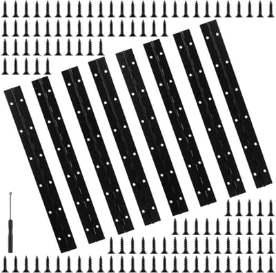 Dailygoods- Piano Tape 8 Stuks - 300 × 30 mm - Roestvrij Staal - Scharnieren - Zwart - Voor Meubels - Scharnier