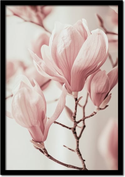 Poster roze bloesemtak - 21cm x 30cm a4 - vintage - woonkamer - slaapkamer - bloemen posters - goedkoop - muurposter - natuur - wanddecoratie