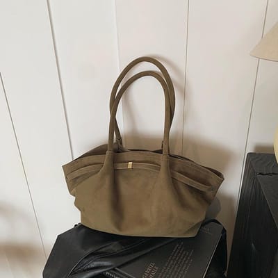 Niche Design Zelfde Stijl Riemgesp Handtas Tote Bag Vleermuistas Mat Suède Vleugeltas gray