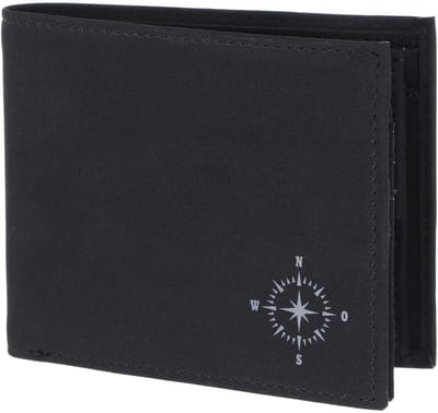 oxmox portemonnee New Cryptan RFID Protect Querscheinbörse Windrose 2.0 Print Grey Black zwart