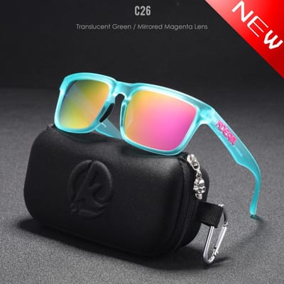 Nieuw KDEAM Merk Hoge Kwaliteit Heren Vierkante Zonnebrillen Kleuren Sport Gepolariseerde Zonnebrillen Reflecterende Coating Gespiegelde Lens Only Sunglasses