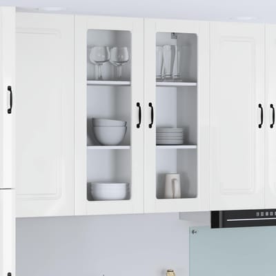vidaXL - Wandglas - Kasten - LUCCA - Hoogglans - Wit - 80 - x - 31 - x - 100 - cm