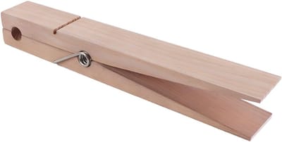 Wasknijpers, massief houten veerklem, natuurlijke woondecoratie voor handdoeken, dekens, yogamatten (30x4,5x4cm)