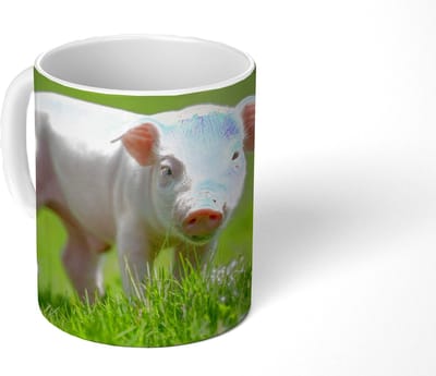 Mok - Koffiemok - Biggetje - Konijn - Dieren - Mokken - 350 ML - Beker - Koffiemokken - Theemok