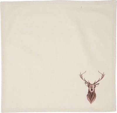 Clayre & Eef Servetten Katoen Set van 6 40x40 cm Beige Bruin Katoen Hert