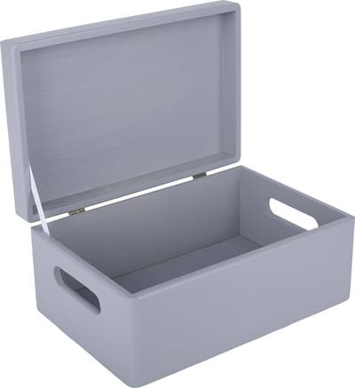 Creative Deco Grote Houten Opbergkist Grijs – 30x20x14cm – Met Deksel, Handvat
