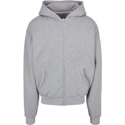 Build Your Brand - Ultra Heavy Hoodie met Rits - Heather Grey maat XS