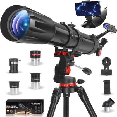 Telescopische Astronomie Telescoop voor Volwassenen en Kinderen - 90 mm Opening, 900 mm Lengte, Professionele Refractortelescoop voor Beginners