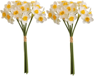 Dailygoods- Narcissen Kunstbloemen Set van 12 - Kunstbloemen voor Binnen/Buiten - Bruiloft/Feest Decoratie - Hoogte 40cm - Hoge Dichtheid Zijde