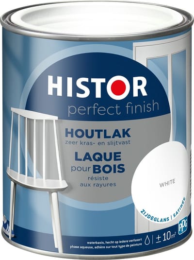 Histor Perfect Finish Houtlak Zijdeglans - Krasvast & Slijtvast - Dekkend - 0,75 Liter - Wit