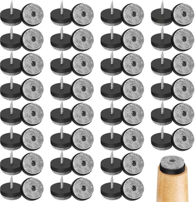 Viltglijders Set van 60 – 25 mm Ronde Meubelglijders voor Schroeven, Vilt Voor Stoelen en Tafels, Bescherming voor Laminaat en Parkettegels (Donkergrijs)