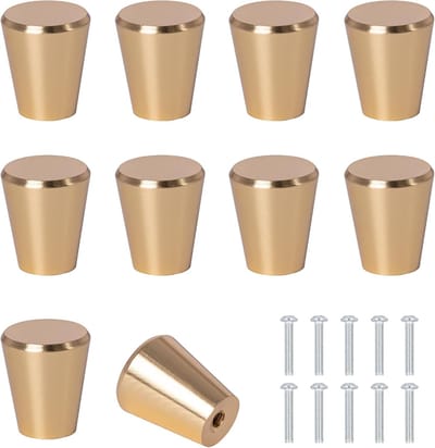 Set van 10 Kastdeurknoppen met Schroeven Meubelgrepen Handgreep van Aluminiumlegering voor Kast Lade Kleerkast Dressoir Deurhendels Handle Hardware Accessoires, Roségoud