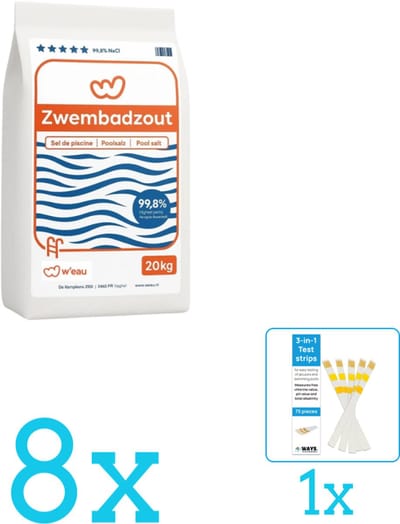 WEAU - Zwembadreinigingsmiddel - Zwembadzout - 20 kg - Volumebundel - Zwembadzout - 8-delig