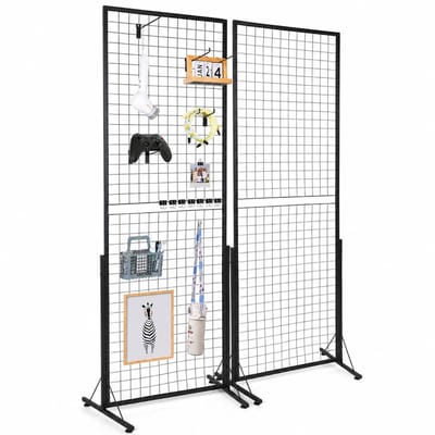 Sello! wandpaneel – draadpaneel – foto standaard – stevige constructie – dubbelzijdig – opvouwbaar – 4 rooster – 62 x 172cm