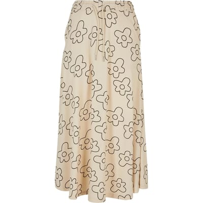 Urban Classics - Viscose Midi Lange rok - 4XL - Creme/Zwart