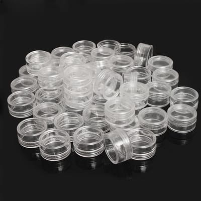50 stuks ronde kleine plastic dozen, opbergdoos, mini, transparante kunststof doos, opbergdozen van kunststof met deksel, voor het bewaren van kleine onderdelen, kralen, manicure sieraden,