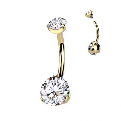Piercing sierlijk dubbele steen goud - LMPiercings