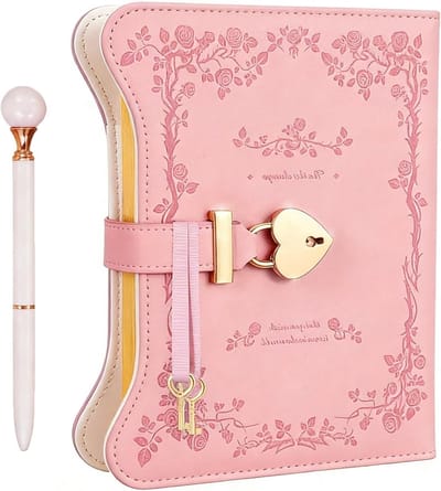 Slotdagboek voor Meisjes B6, Vergrendelbaar Notitieboek met Sleutels, 360 Pagina's, Schrijfjournal met PU Kaft, Perfect Cadeau voor Meisjes, Tieners en Vrouwen, Creatief Schrijven, Persoonlijke Aantekeningen, Dagboek met Sleutel