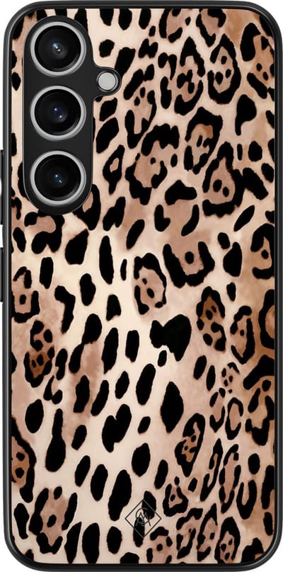 Casimoda® hoesje - Geschikt voor Samsung Galaxy A55 - Luipaard print bruin - Zwart TPU Backcover - Luipaardprint - Zwart