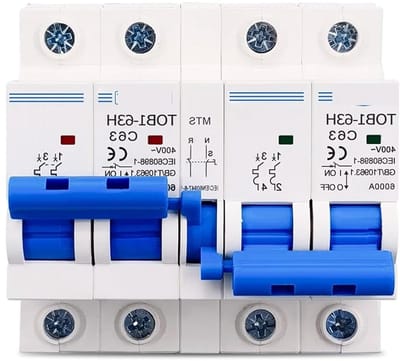 Stroomonderbreker - Aardingsonderbreker Vermogensschakelaar - Elektrische Beveiliging - Dubbele Stroomtoevoer - 63A - Grijs