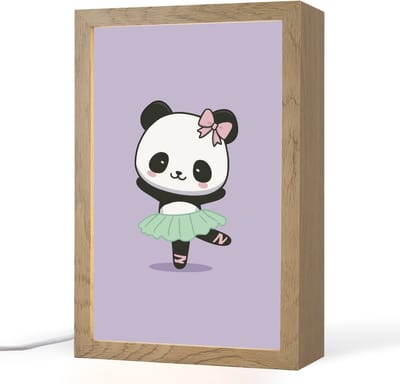 Nachtlampje 20x30 cm - Kinder lampje - Panda - Paars - Sierlijk - Kawaii - Tafellamp kinderkamer - Slaapkamer lamp - Bedlamp kinderen - Kinderlampje stopcontact - Wandlamp babykamer - Nachtlampjes
