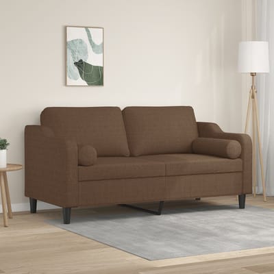 vidaXL - Tweezitsbank - met - sierkussens - 140 - cm - stof - bruin