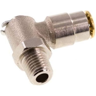 4mm x M 8 x 1 (conical) 90 graden L-verbinding Messing Insteekfitting Buitendraad DraaibaarHoge Druk NBR