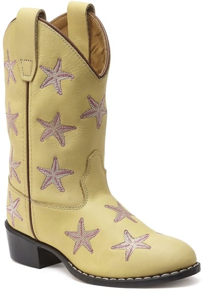 Bootstock Starfish Cream/Pink Cowboylaarzen - Kinderen - Zachtgeel - Leer