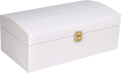 Creative Deco Grote Doos Schatkist Opbergkist Houten Wit | 34,5 x 18 x 13,8 cm | Hout Cadeau Kunst | met Deksel