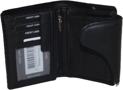 OI zwarte leren Luxe dames of herenportemonnee / hoge billfold beurs met sluiting / prachtige portemonnee met fraaie klep / anti skim / zwart leer / 567