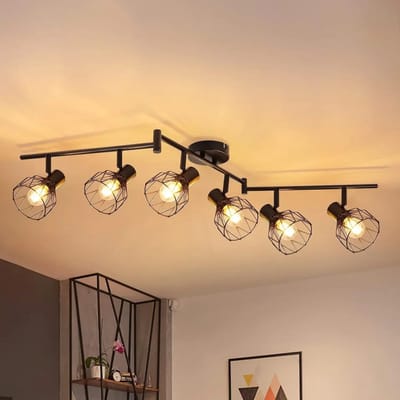 Geargalaxy Plafondlamp met 6 Lampen - Binnenlamp - Plafondverlichting - Moderne Plafondlamp - Verlichtingsarmatuur - Zwart