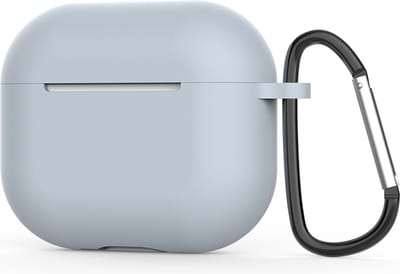 Jumada's - Beschermhoes geschikt voor Apple AirPods 3 - Siliconen - Clip - Licht grijs