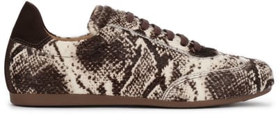 Women's leather sneakers with natural hair finish