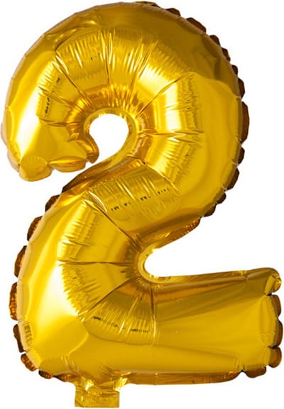 Folieballon Cijfer 2 Goud 41 Cm