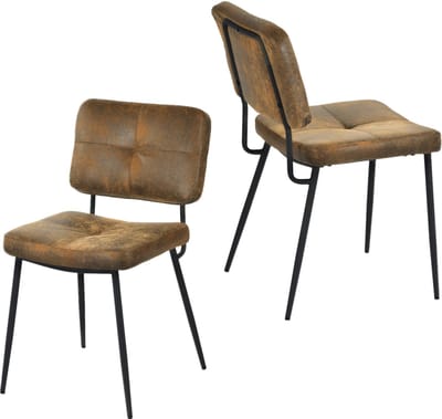 MEUBLES COSY Eetkamerstoelen - Set van 2- Vintage Retro-met Rugleuning -Gestoffeerde Zitting - voor Keuken,Woonkamer,Slaapkamer,Kantoor- Koffie-54x45x82cm