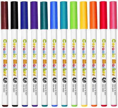 Dailygoods- Textielpennen vaatwasmachinebestendig - Keramiekpennen - Creatief schilderwerk - 12 kleuren - Geschikt voor kinderen vanaf 3 jaar - Magische inkt