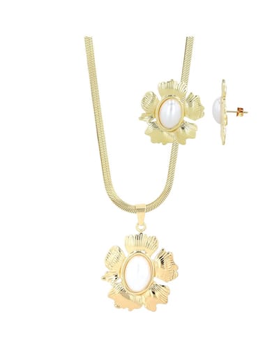 AKZENT Akzent Damen Schmuckset Statement-Schmuckset Gold – Big & Bold, Blüte mit Perle,