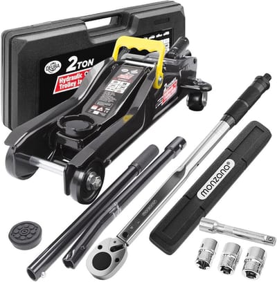 Hydraulische Autokrik Set met Momentsleutel en Rubber Pad - 6-delig