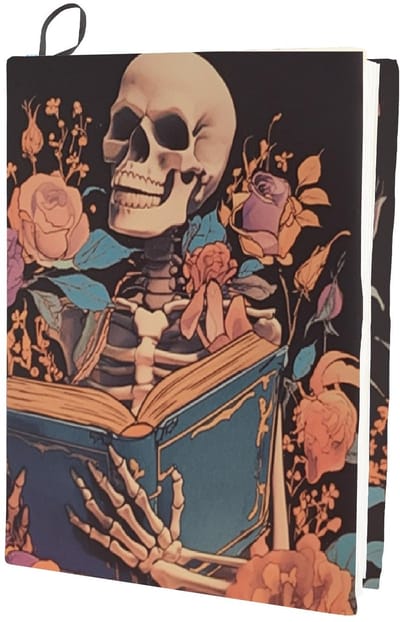 Dailygoody - Boekomslag met Skelet en Bloemen - Herbruikbare en Wasbare Bescherming voor Boeken - Duurzaam en stijlvol - Voor schoolboeken - Geschikt ...