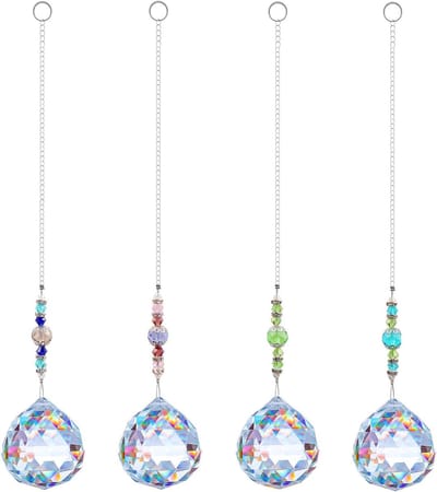 4 stuks - Heldere Kristallen Prism Bol - Zonnevanger voor Raam - kristallen bollenprisma - Suncatcher Prisma - hangende kristallen zonnevanger - Hanger Zonnevange - Kristallen om op te hangen - voor raam, tuin, kantoor, woondecoratie