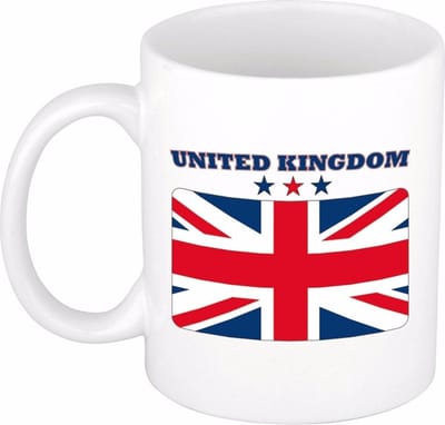 Bellatio Decorations koffie mok - Engeland - vlag print - 300 ml - wit - keramiek - Supporters fan artikelen - Landen beker