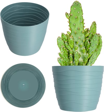 KADAX Bloempot van kunststof, diameter 11-19 cm, 7 kleuren, eenvoudige plantenpot, moderne plantenbak, robuuste bloempotbescherming, ronde pot, diameter 11 cm, pepermunt